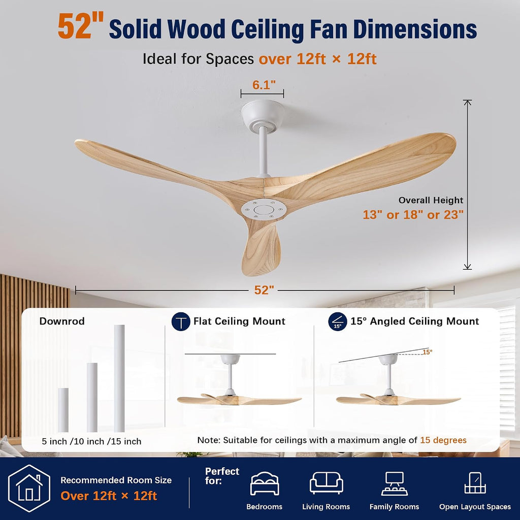 Inspired Maverick Style 52" wood ceiling fan, White