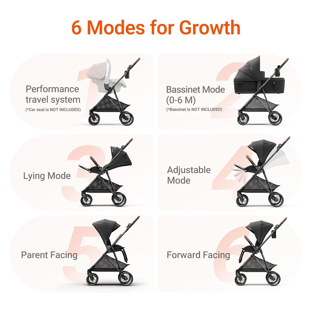 Full-Size Baby Stroller with Bassinet from Newborn to Toddler