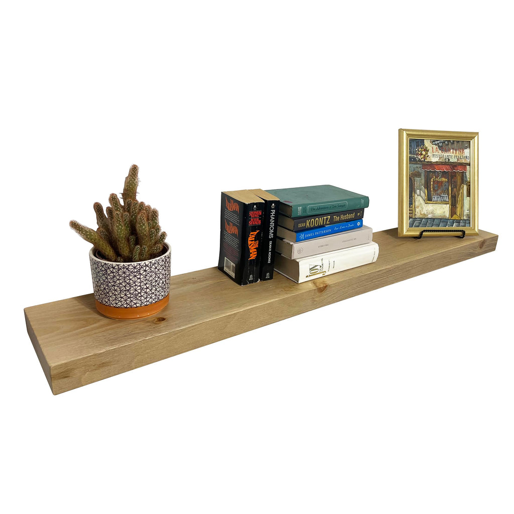 60 inch Wooden Floating Shelves for Wall - 60x6x2 in, High End Solid Natural Wood, Heavy Duty Bracket, Wall Mounted