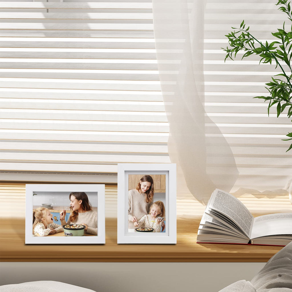 5x7 Picture Frames Set of 4, Made of Solid Wood Covered by Plexiglass 3.5x5 and 4x6 with Mat or 5x7 without Mat, for