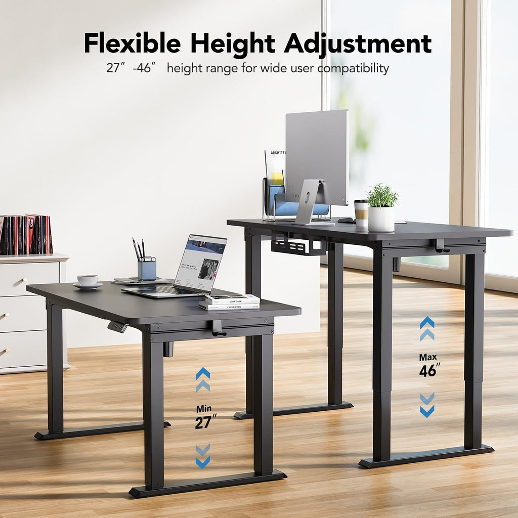 4-Leg Dual Motor Electric Standing Desk Frame, Black Frame Only | Reinforced 4-Leg Stability,Thicker standing Legs