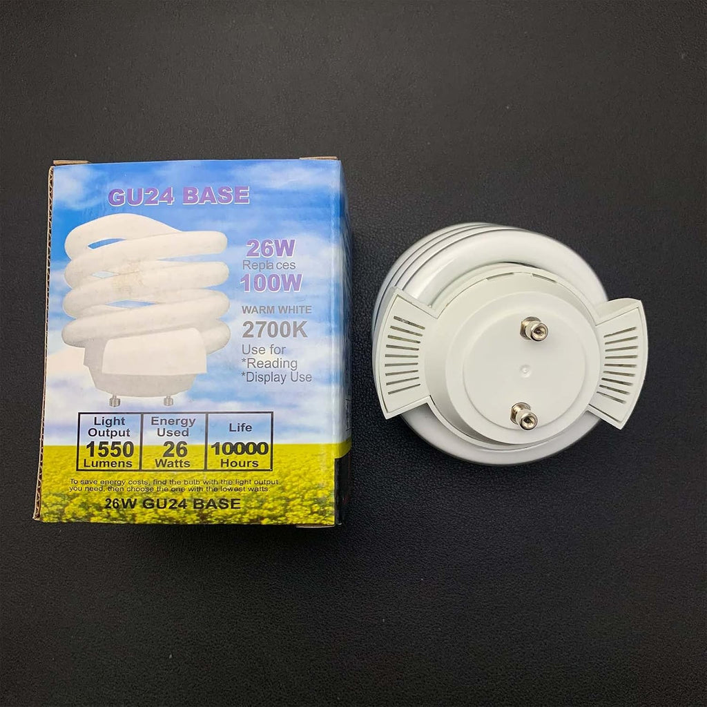 Compact Flourescent Bulbs CFL Light Bulbs Energy Efficient UL 26W 2700K 1550lm Spiral GU24 Base (2)