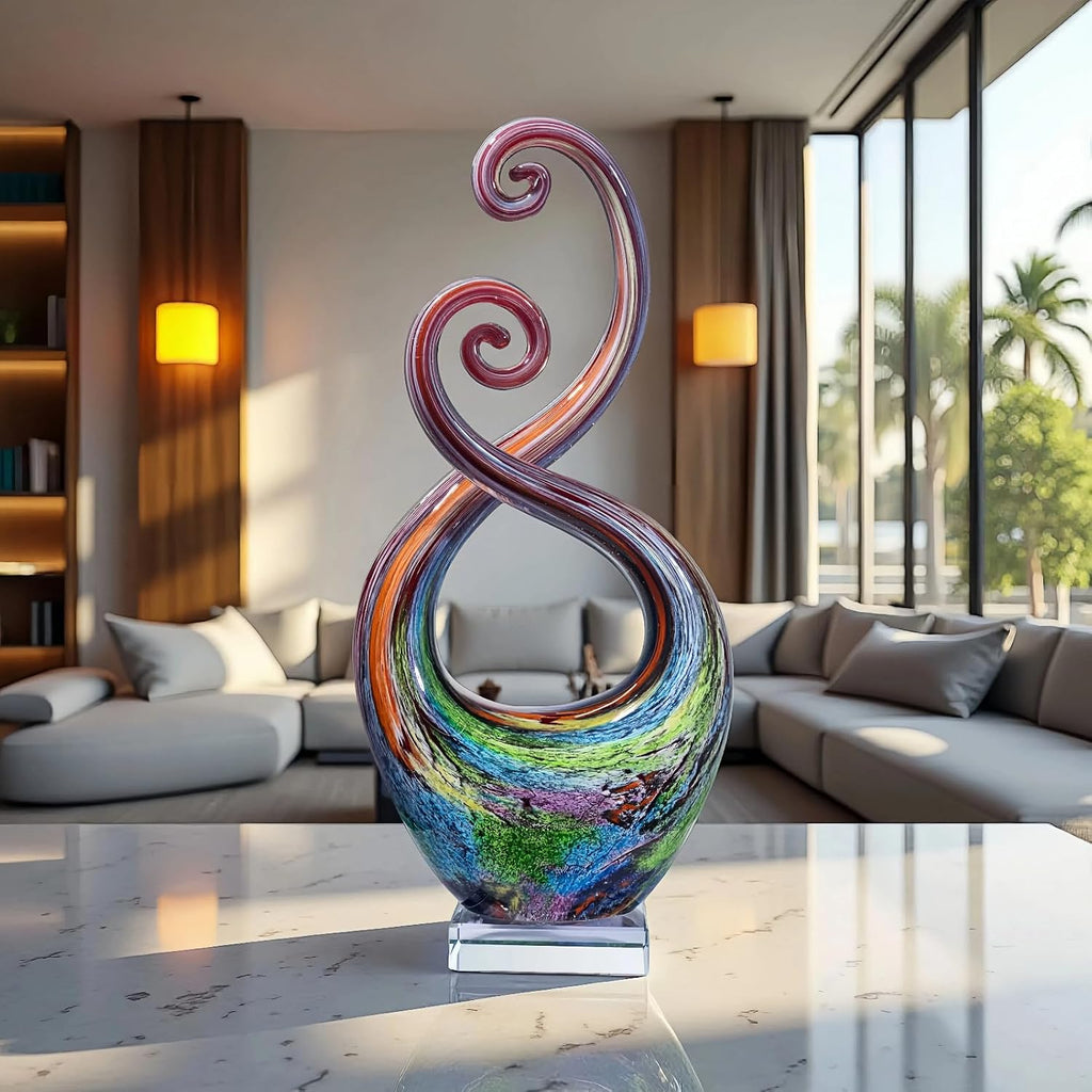 14′′ Murano Style Hand Blown Glass Swirled Abstract Sculpture Decor - Set of 150