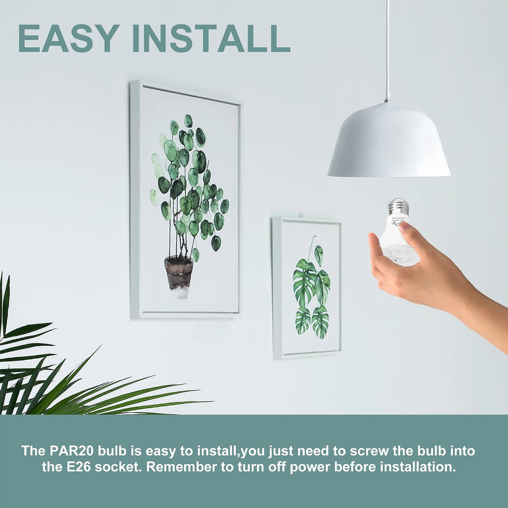 Par20 Led Flood Light Bulbs 5000K Daylight Dimmable 50W Halogen Replacement 7W E26 40 Degree Spot Beam Angle Indoor