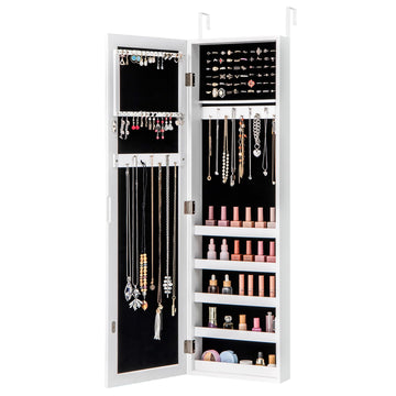 Jewelry Armoire Wall or Door Mounted, Full Length Mirror, White