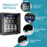 12 Bottle 48 Can Mini Fridge Cooler, 1.3 Cu.Ft Beverage Refrigerator Glass Door 