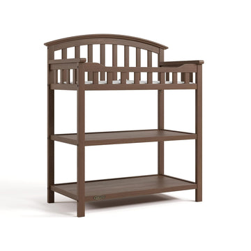 Changing Table with Water-Resistant Changing Pad, Hazelnut | GREENGUARD Gold Certified Nursery Changing Table