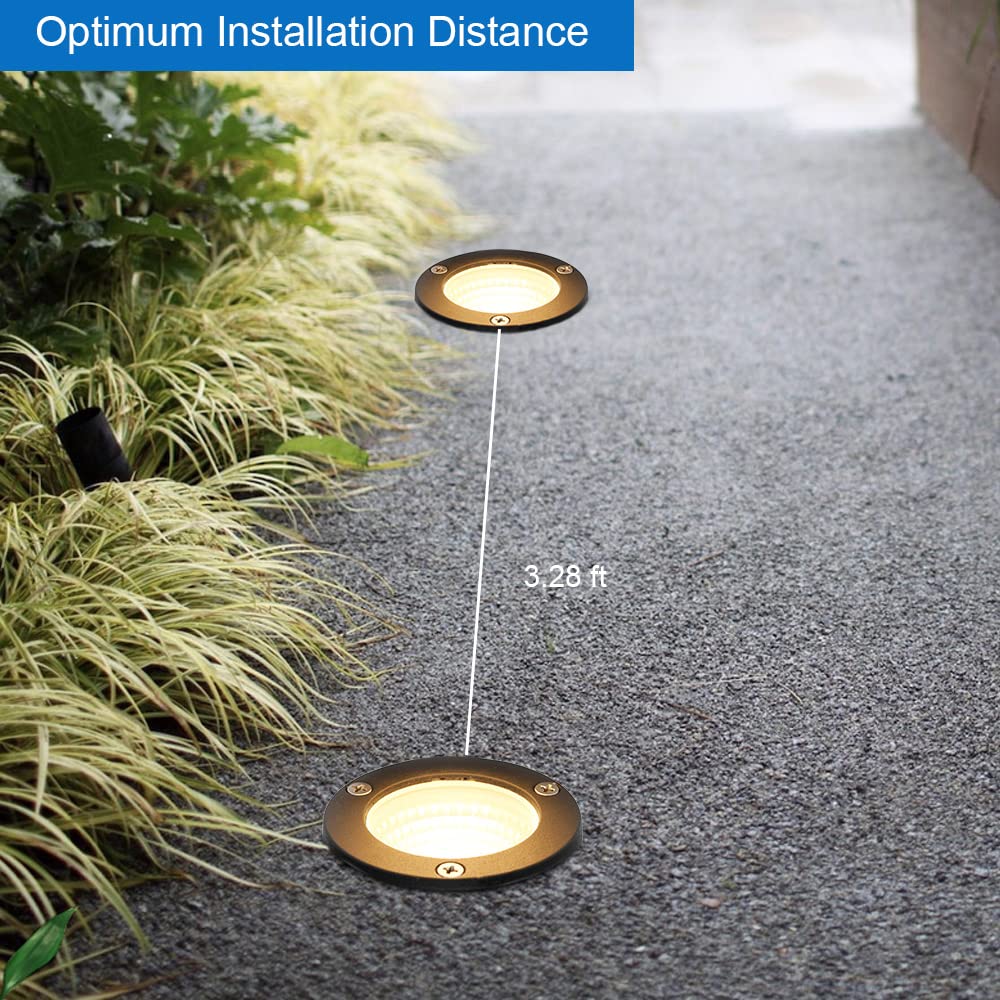 5W Well Light,12-24V LED In-Ground Low Voltage Landscape Light with Connectors, IP67 Waterproof Landscape