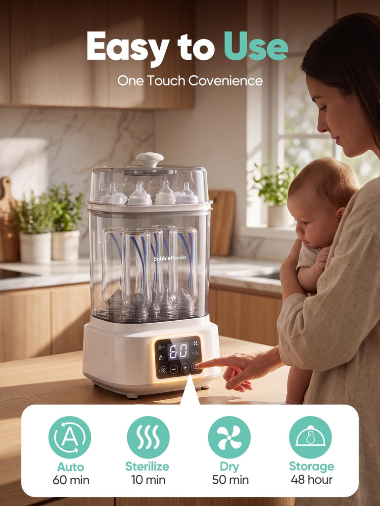 Baby Bottle Sterilizer and Dryer, Compact 2-Layer Sterilizer