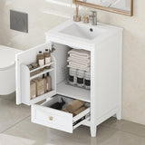 Bellemave 20-inch Solid Wood Bathroom Vanity with Sink, Free Standing Cabinet, Soft Closing Door, Storage Rack
