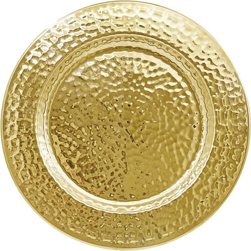13-Inch Stainless Steel Hammered Charger Plates, Gold Dinner Plate Chargers Set of 6, Round Server Ware Charger Plate