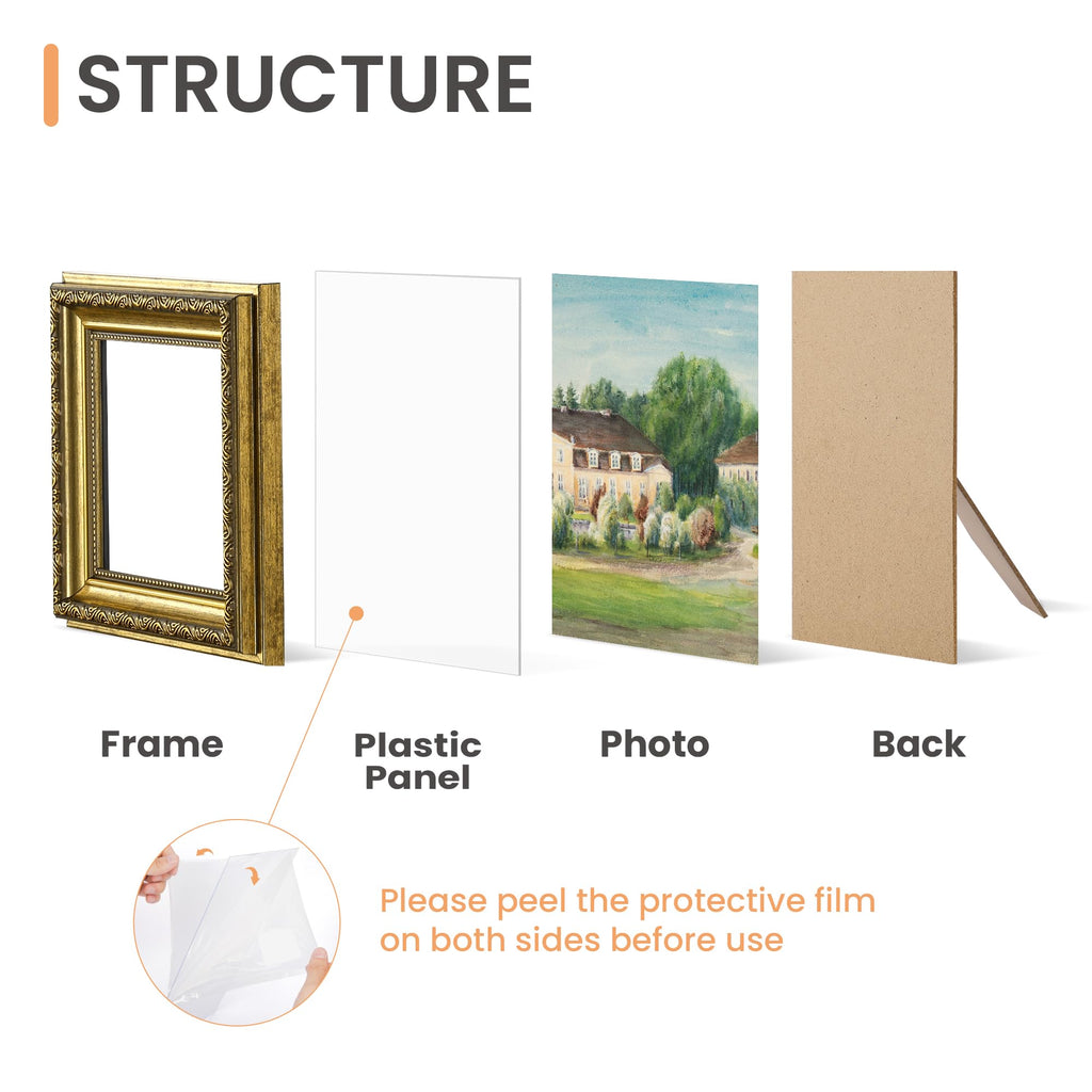 Vintage 5x5 Picture Frame, Antique Gold Frames, 2 Pack