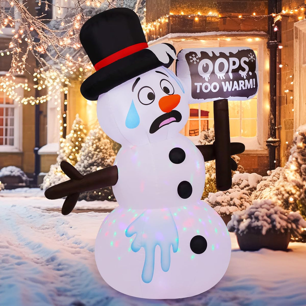 7.2 FT Christmas Inflatables Outdoor Decorations Inflatable Melt Snowman Blow Ups with Built-in LEDs for Yard Party