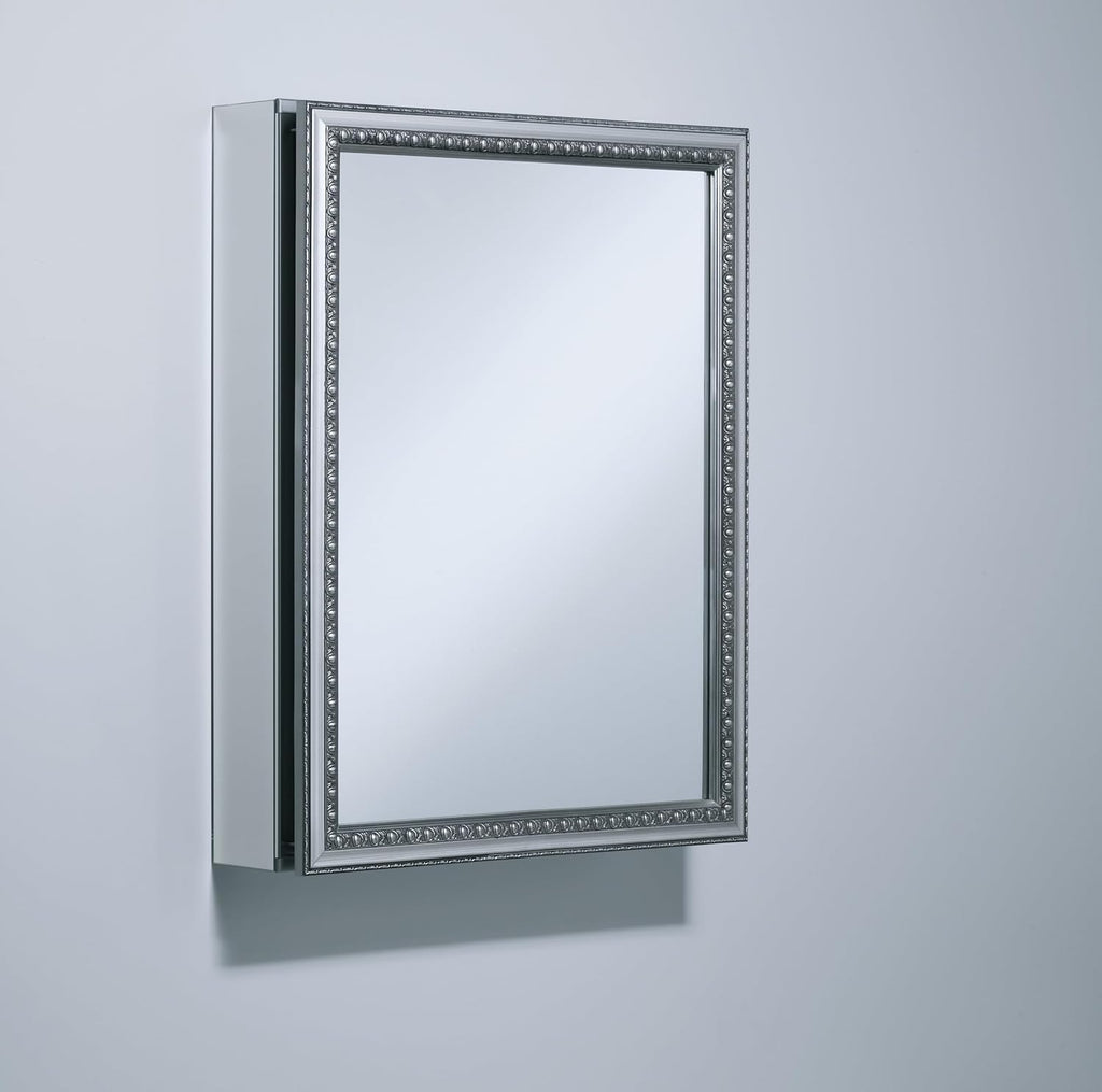 CB-CLW2026SS Aluminum Bathroom Medicine Cabinet with Mirror, Decorative Silver Framed Mirror Door, Adjustable