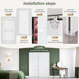 Sliding Closet Doors 64x80(Double 33inch),Bypass Barn Door with Hardware,for Bedroom,White,H Frame,A