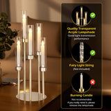 Gold Candelabra Centerpiece 4 Set 26.8'' Tall Candle Holder Centerpiece for Tables, 5 Arms Candlestick Holders with