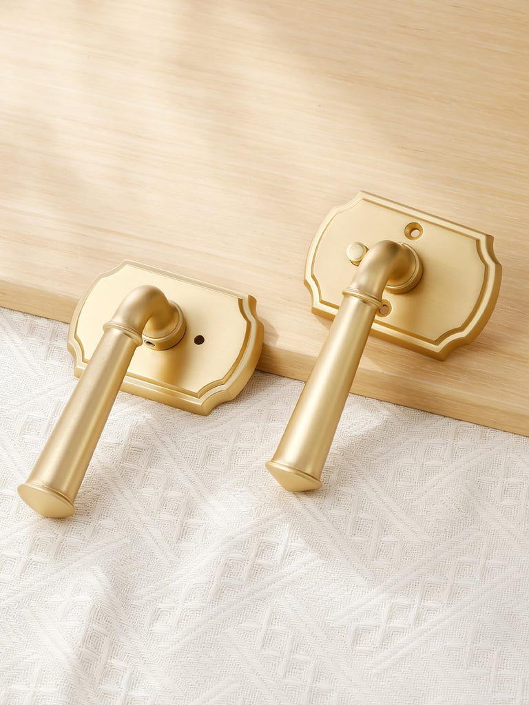 Door Handle Brushed Gold Privacy Door Lever, 1 Pack