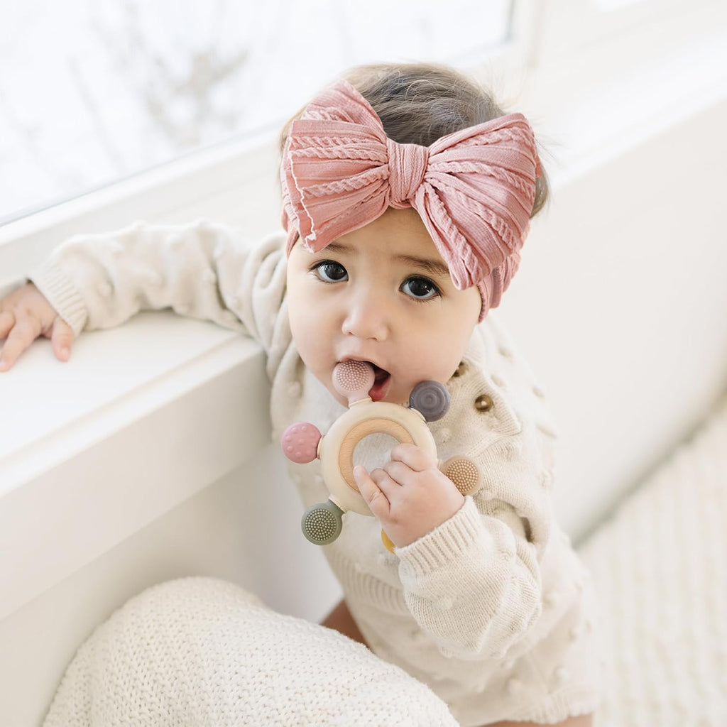8 Pack Baby Bows Headbands for Girls, Nylon Headbands