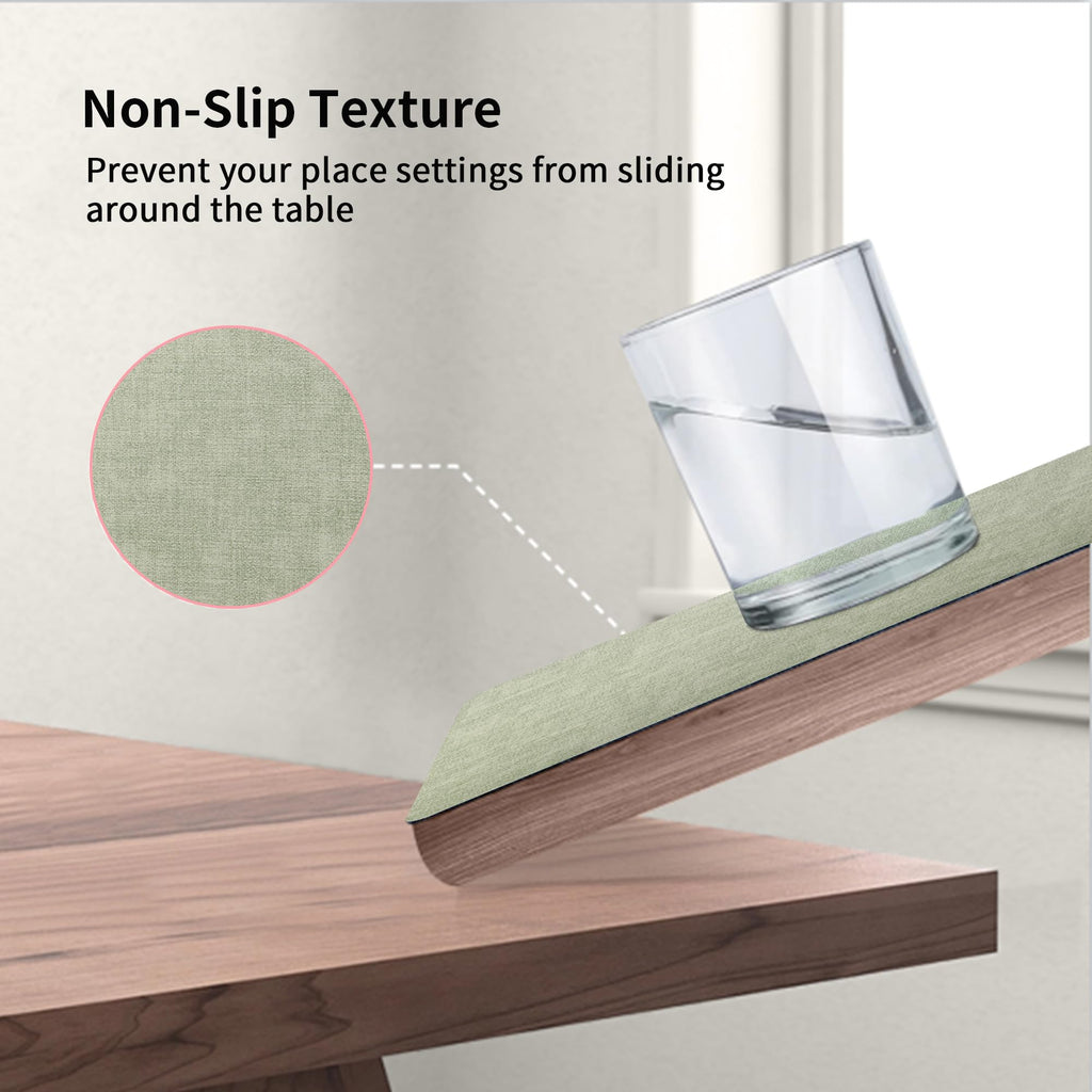 Faux Leather Placemats Set of 6, Easy to Clean, Light Green