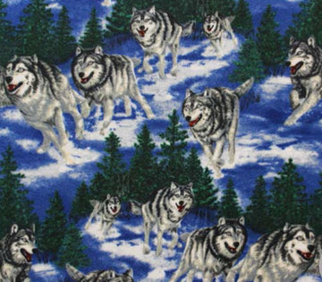 Polar Fleece Fabric Prints *Running Wolf* / 60" Wide/Sold by the Yard