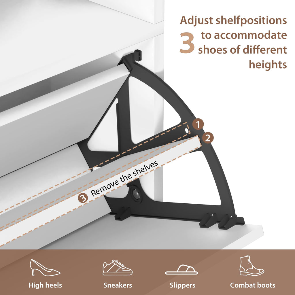 Room Divider with Shelves and Shoe Storage Cabinet, Wall Partition Divider