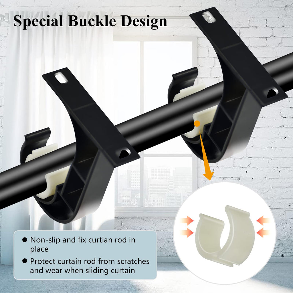 Ceiling Curtain Rod Holders, Heavy Duty Curtain Rod Bracket 8 Pack, Aluminum Alloy, Black Ceiling Curtain Rods Hooks