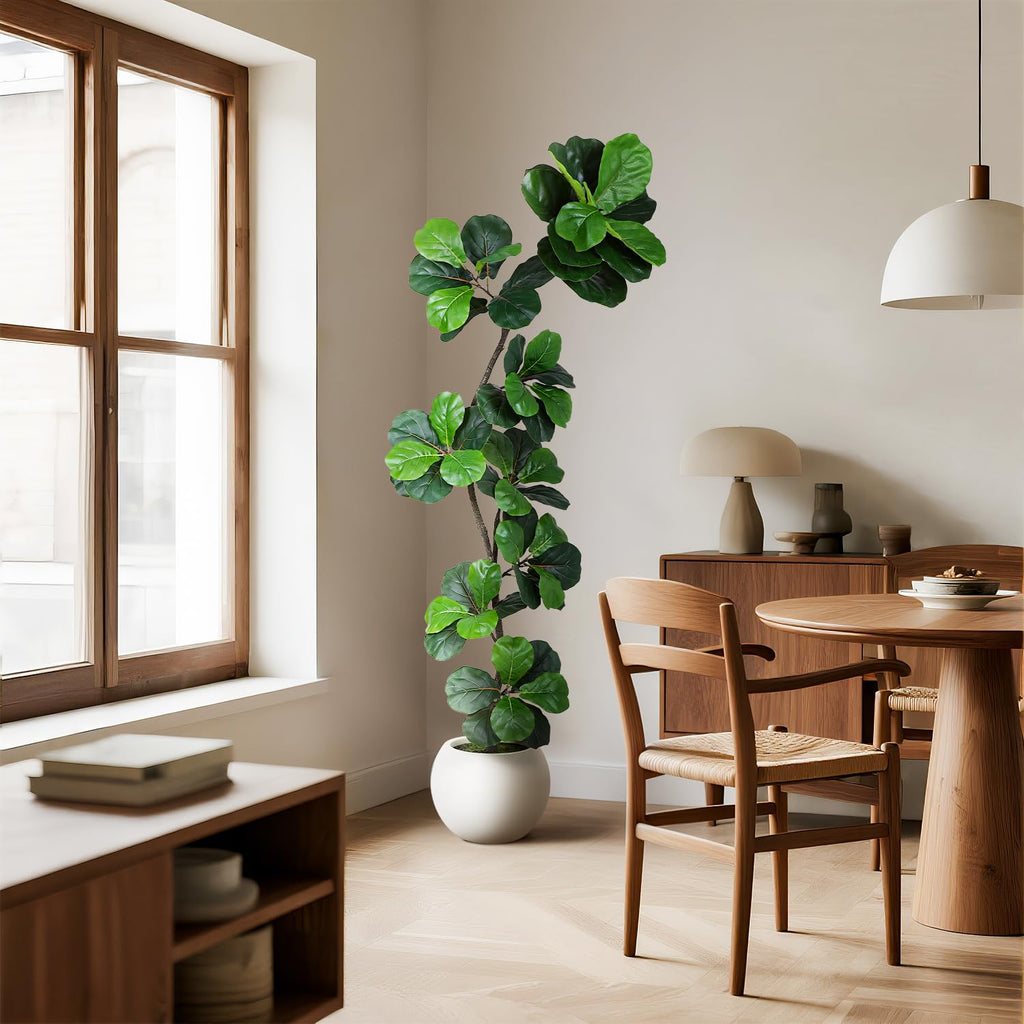 7ft Artificial Fiddle Leaf Tree Faux Plant Fake Ficus Lyrata Silk Trees
