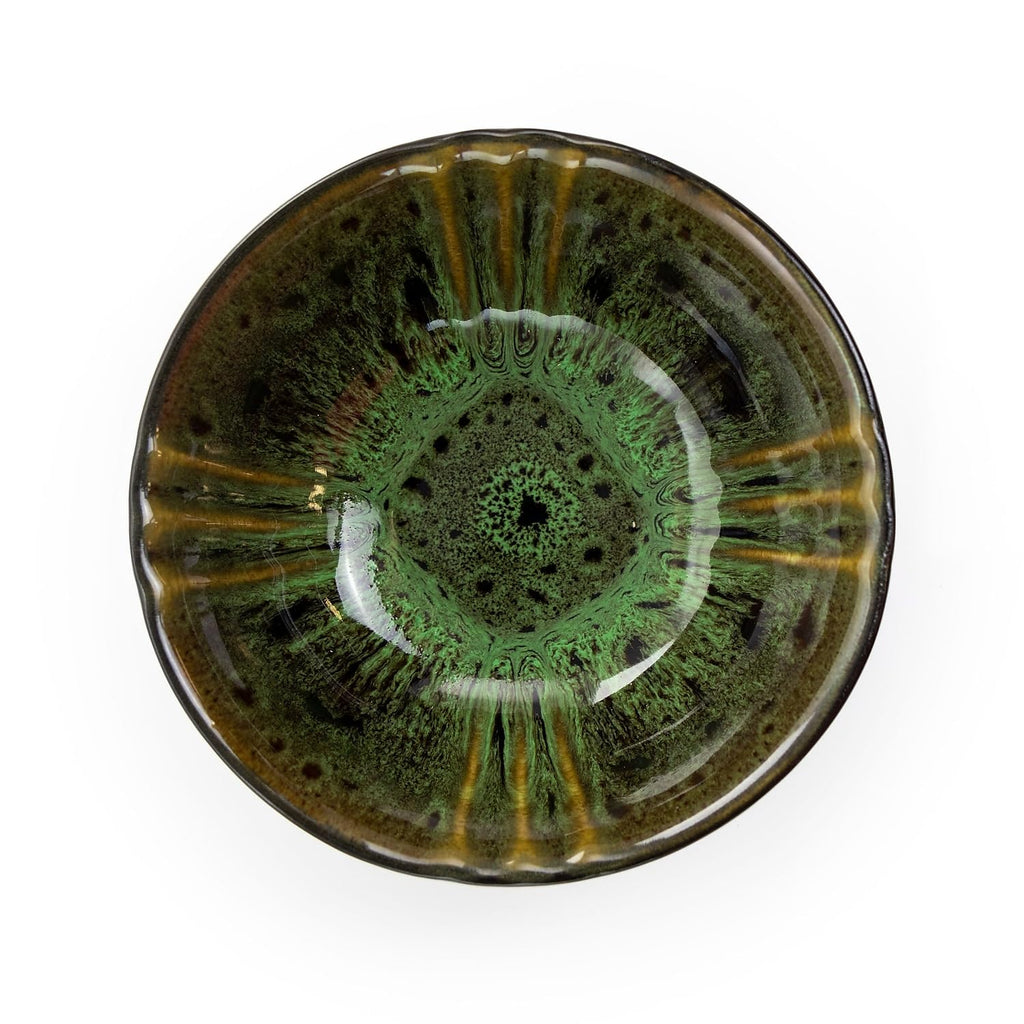 Stoneware Round Oval Dinnerware Dish Set, Jade Green