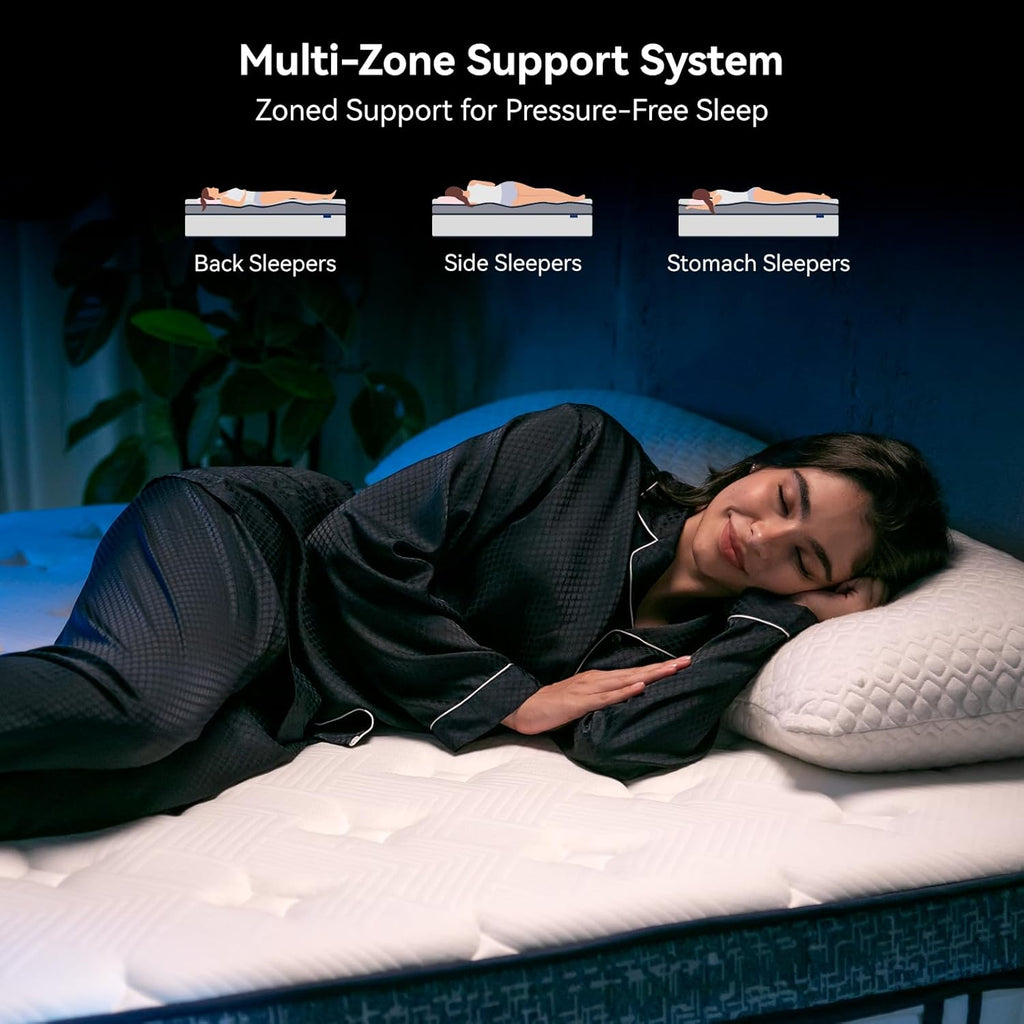 King Size Mattress, 12 Inch Hybrid King Mattress in a Box, Memory Foam Individual Pocket Springs, Medium Firm