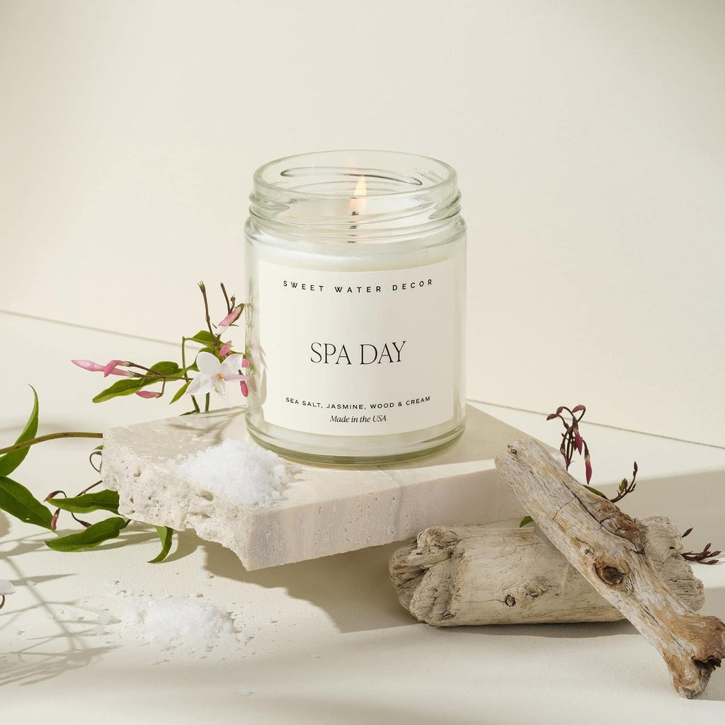 Spa Day Candle, 9oz Clear Glass Jar, Relaxing Scent - Set of 9