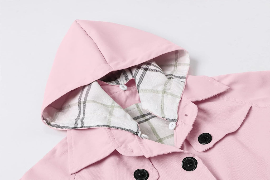 Girl's Single Breasted Trench Coat Hooded Dress Coat Outerwear