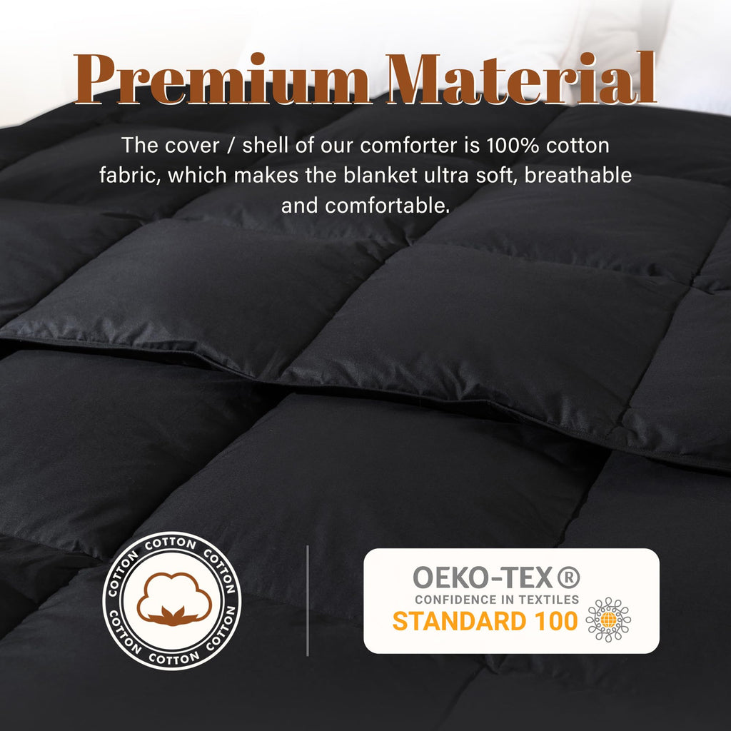 Feather and Down Fiber Comforter Insert, 100% Cotton Cover