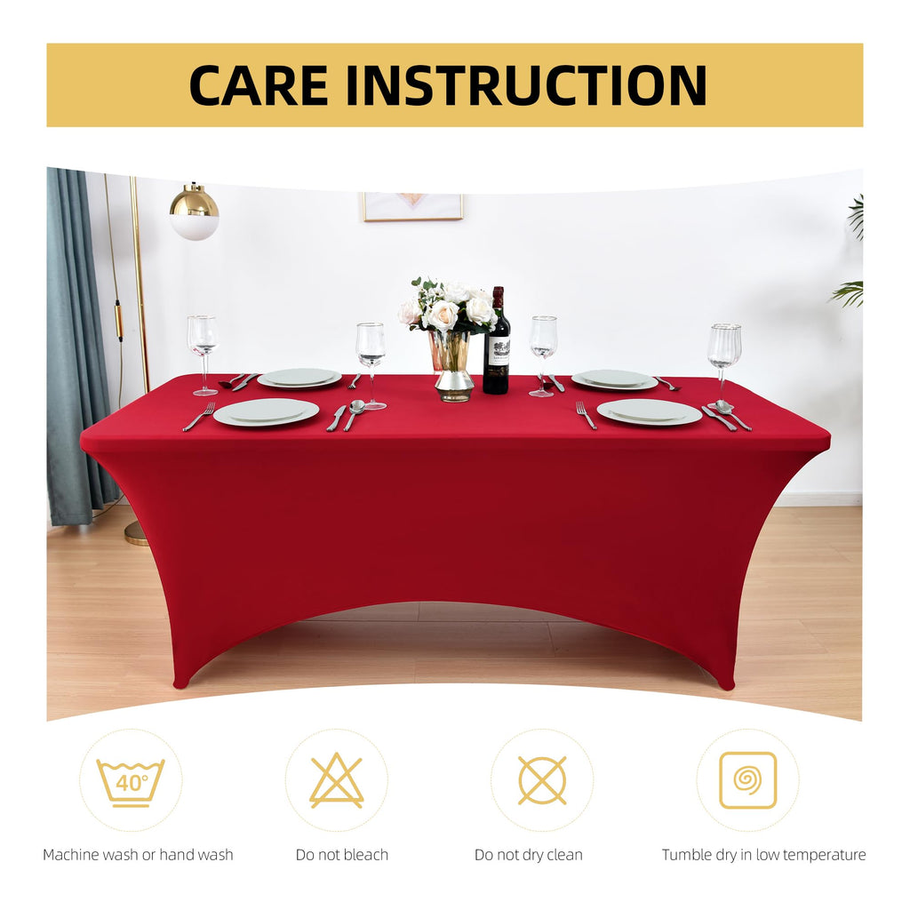 2-Pack 4ft Spandex Table Covers for Rectangular Folding Tables - Wrinkle Resistant Stretch Tight Table Cloths