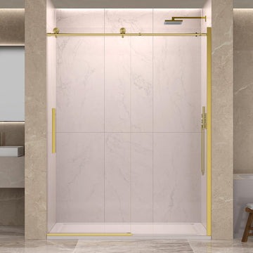 56-60” x 76” Frameless Shower Door, 5/16" (8mm) Clear SGCC Tempered Glass, Bathroom Glass Sliding Shower Doors