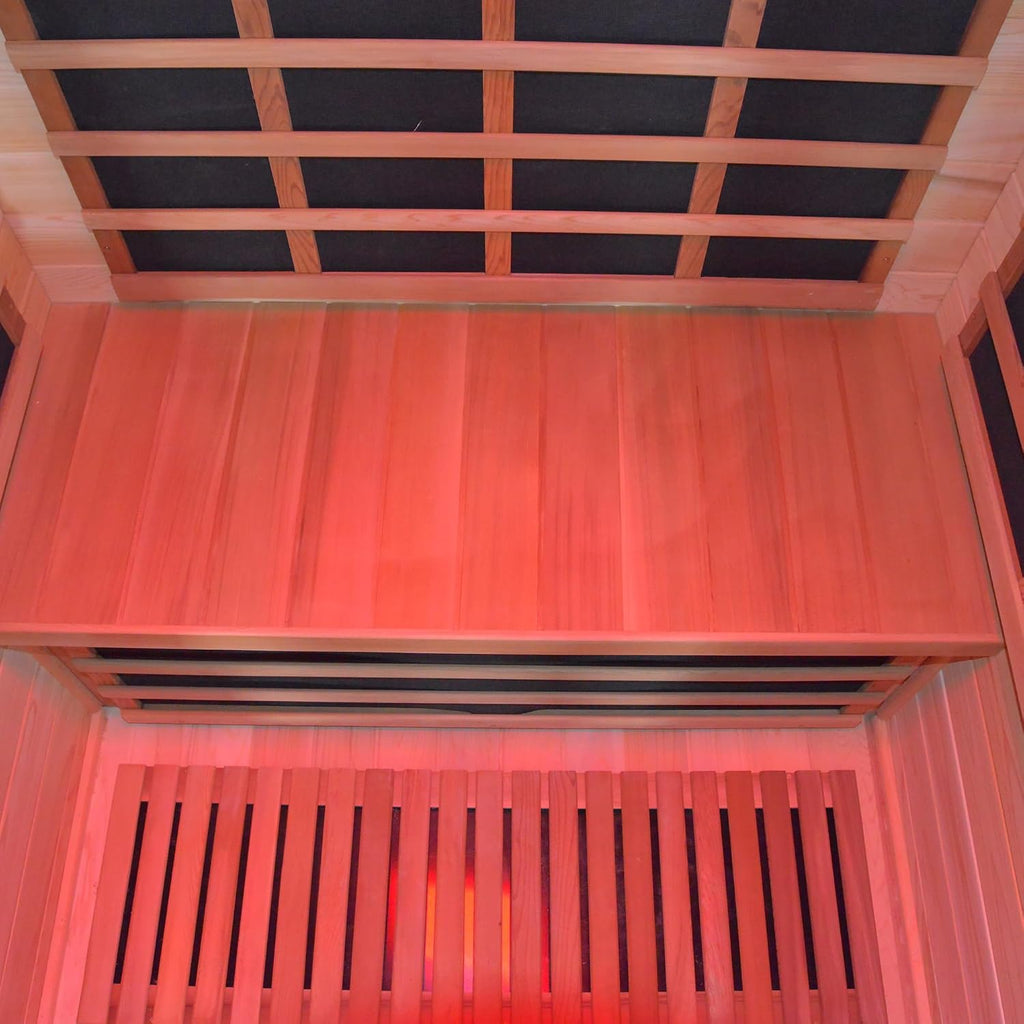 48.8" 2 Person Outdoor Infrared Sauna Room,Fir & Red Cedar Wood Home Spa Cabin,8 Epoxy Heating Panels,2000W,LED