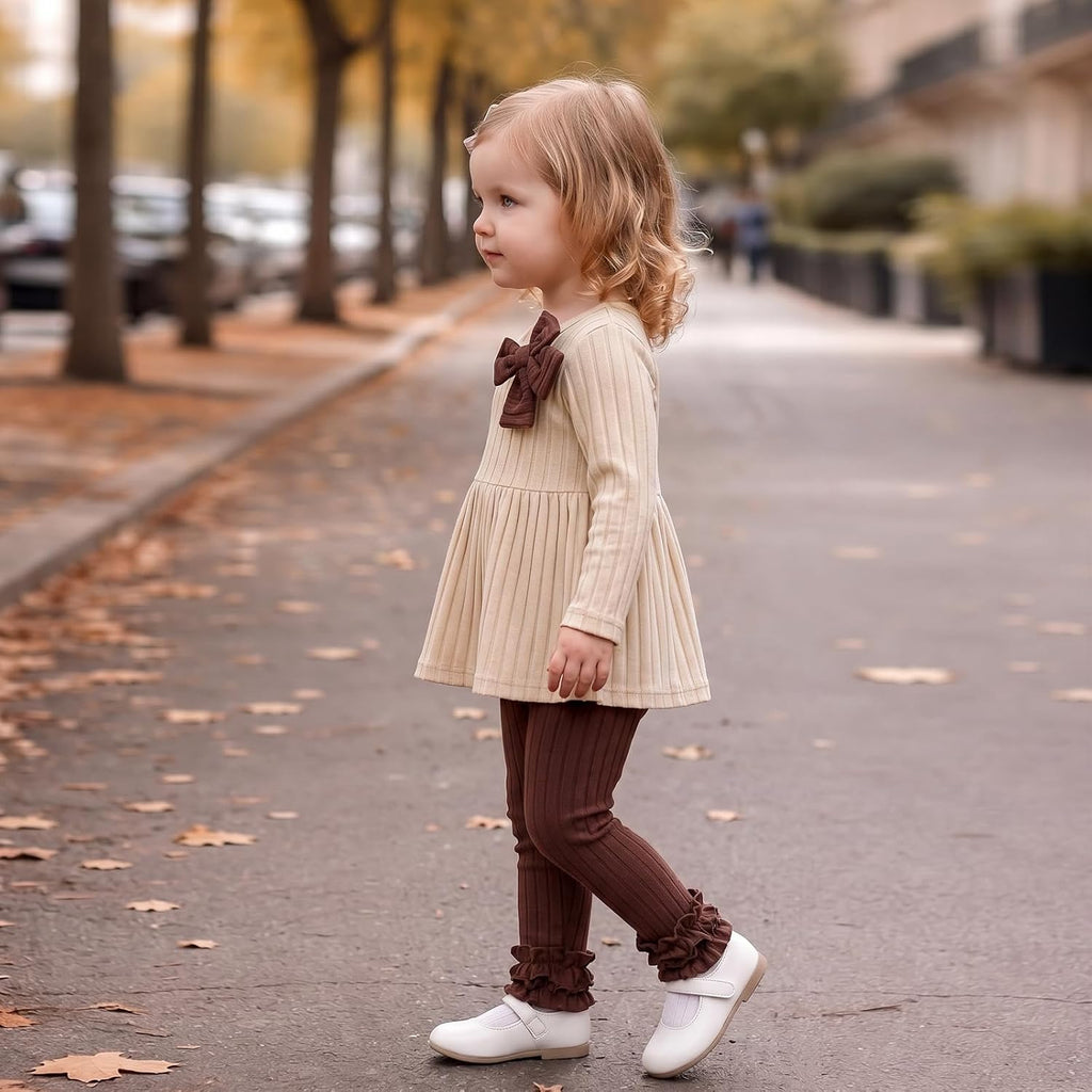 Toddler Baby Girl Outfits Long Sleeve Bow Top and Pants Set