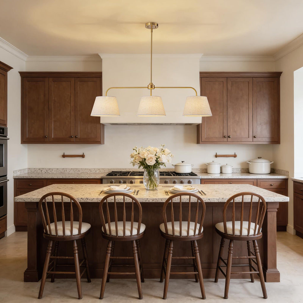 40" Brass Kitchen Island Lighting, Linear Chandeliers