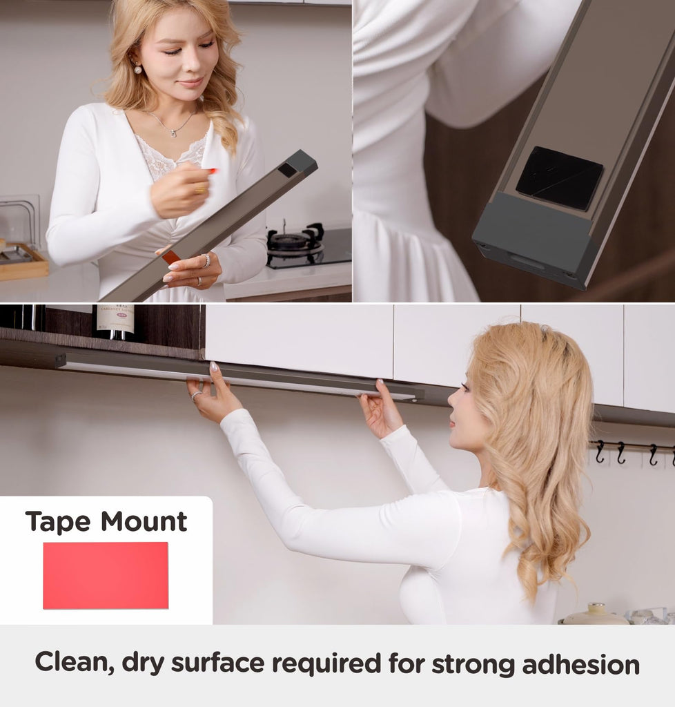 Under Cabinet Lighting Plug in 12 Inch, 120V Motion Sensor Lights Indoor, 3CCT 3000/4000/5000K, Aluminum Linkable