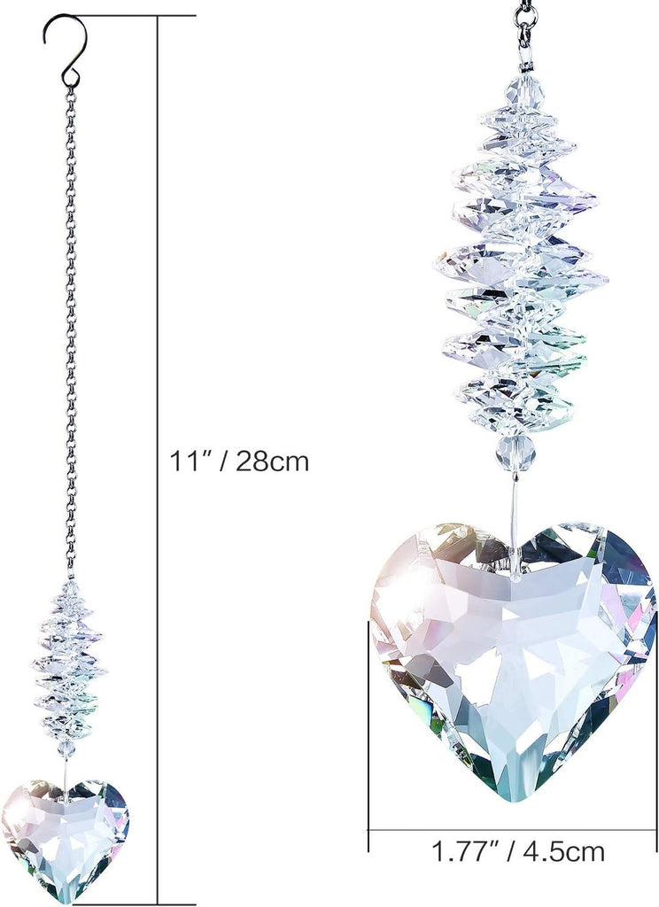 45mm Clear Glass Heart Crystal Ball Prism Pendant, Suncatcher for Windows, Outdoor Garden Hanging Décor
