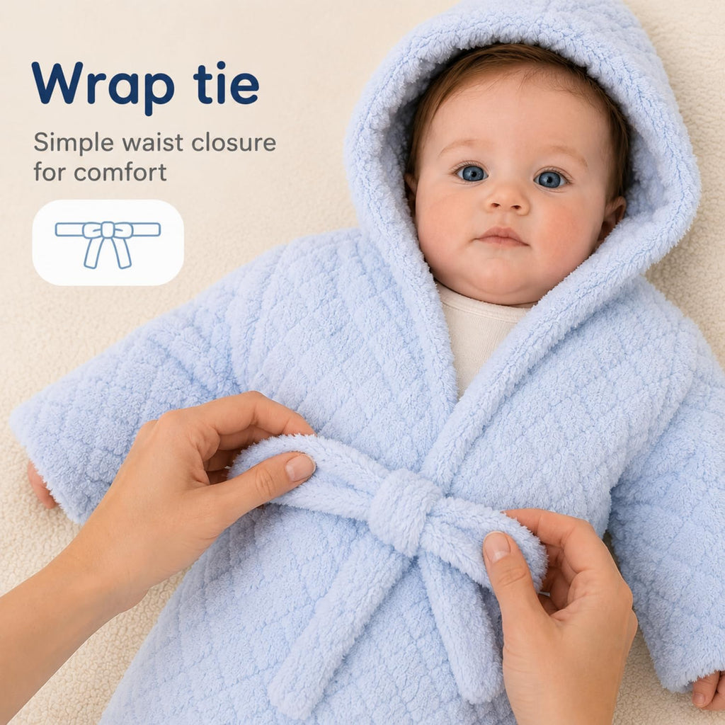Unisex Grey Baby Fleece Robe with Hood for Boys and Girls Months