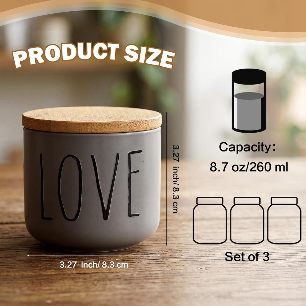 Ceramic Jar Set Kitchen Canister with Airtight Lids 8.7 oz - Set of 3