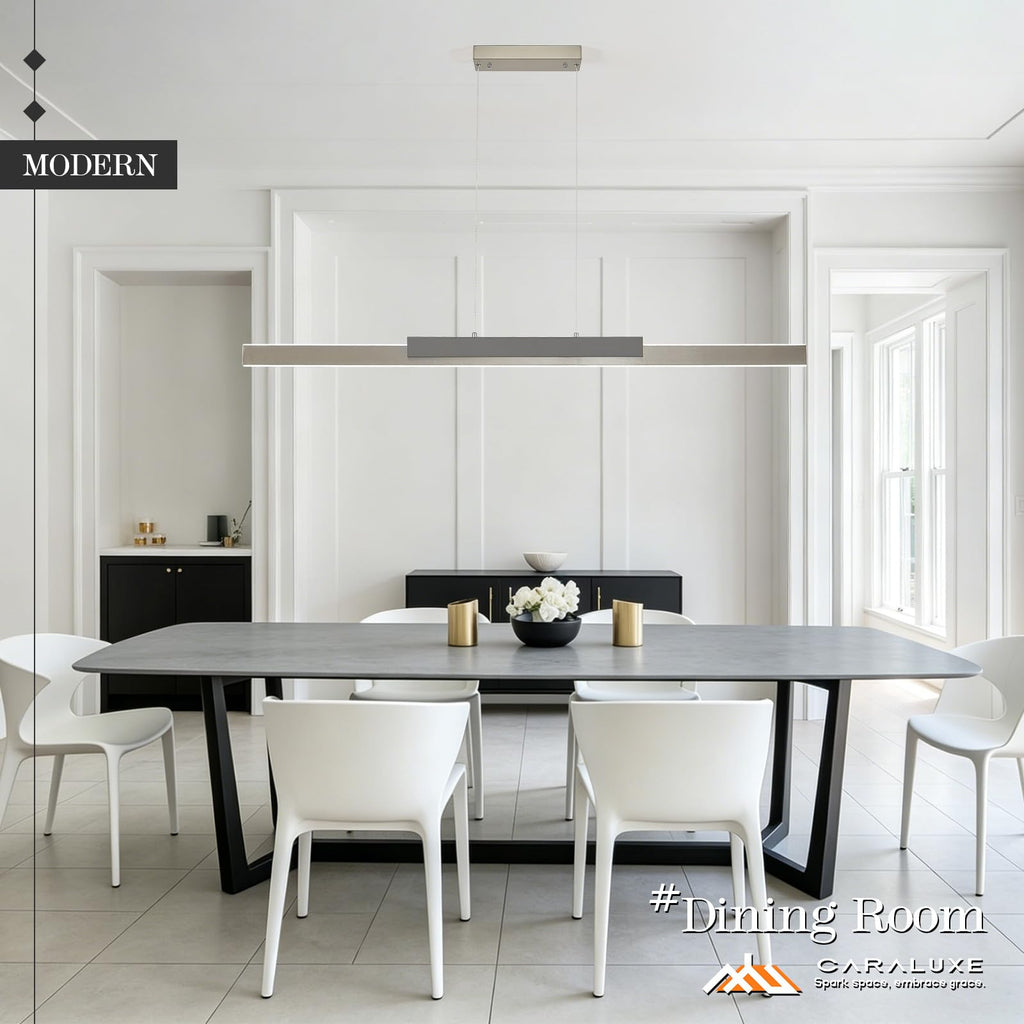 LED Linear Pendant Light 57in Brushed Nickel Island Light Dimmable