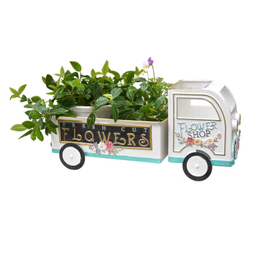 Farmhouse Small Flower Cart Metal Truck Decor Wagon Planters for Outdoor Plants Decorative Planters Vintage Indoor