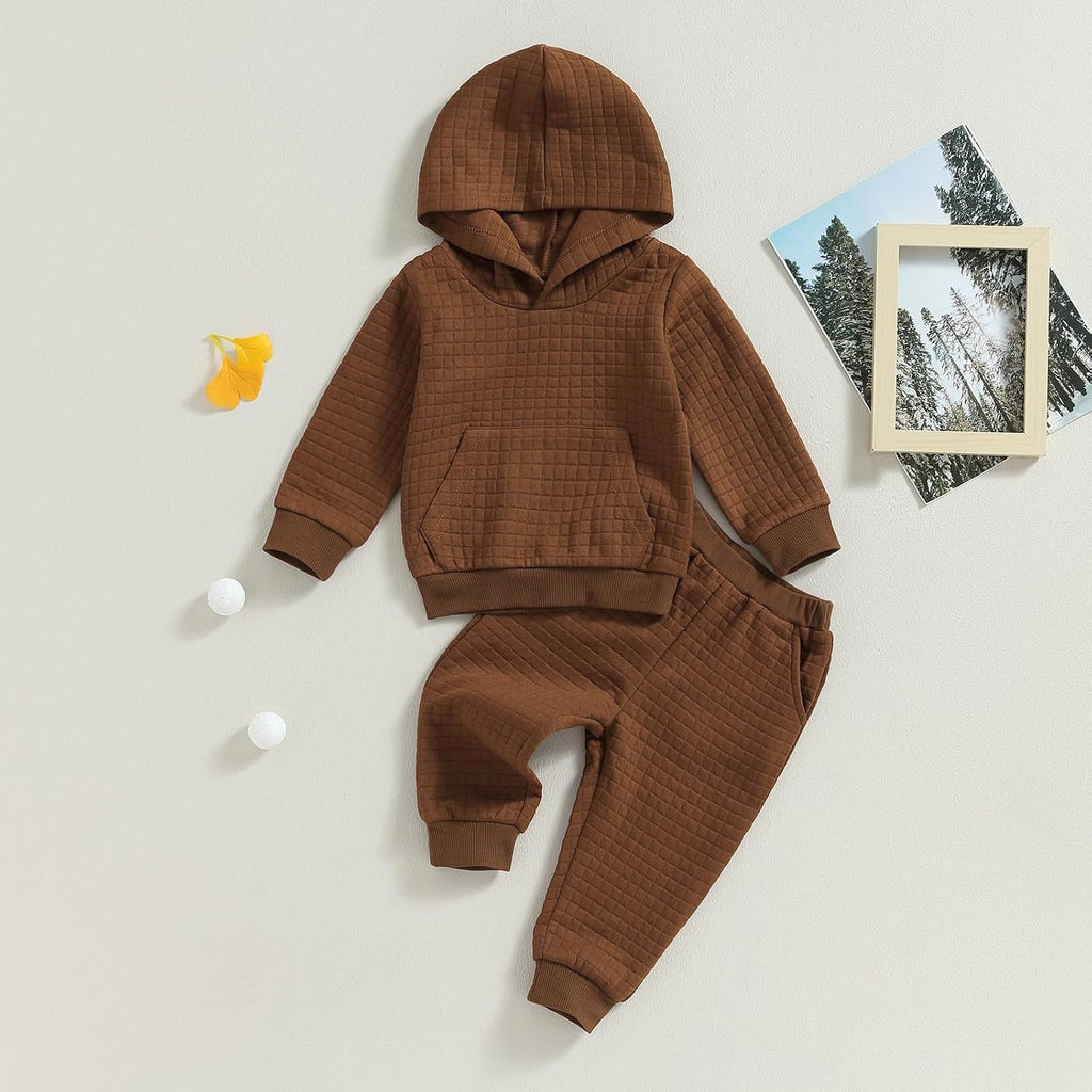 Baby Boy Girl Sweatsuits Sportswear Toddler Kids Solid Color Outfit Hoodie Sweatshirt Tops & Pants Clothes