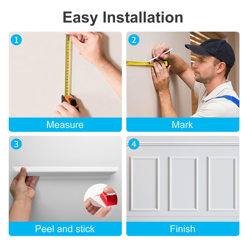 Premade Peel and Stick Molding Trim Kit, 5 Frames Set, 24" x 16"