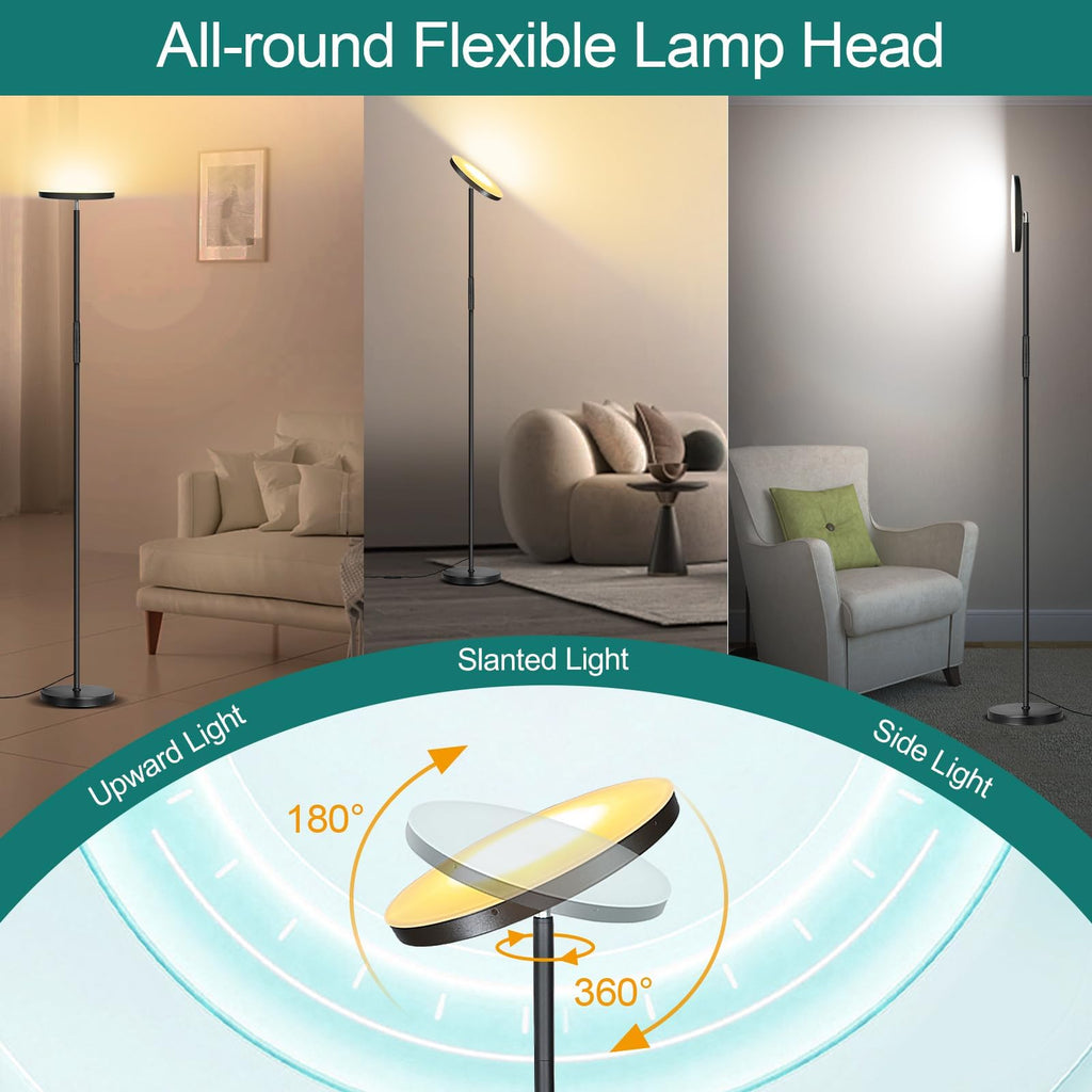 Floor Lamp, Upgraded 40W Super Bright Torchiere LED Floor Lamps, Stepless Dimmable Color Temperature