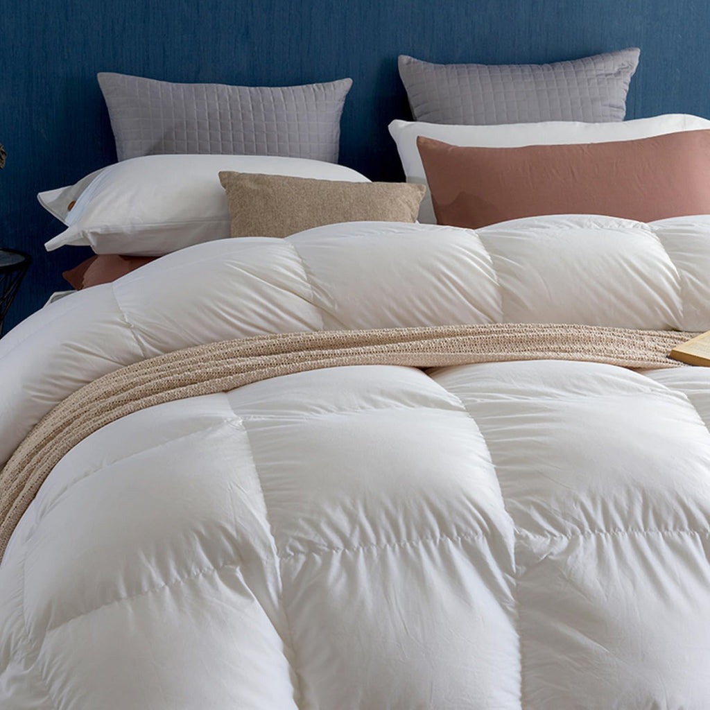 Premium Feathers Down Duvet Insert Comforter King All Season Medium Warmth White 100% Cotton Cover w