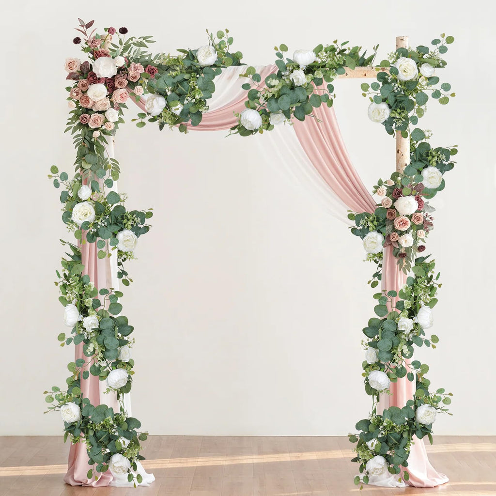 Artificial Eucalyptus Flower Garlands, White, 4PCS