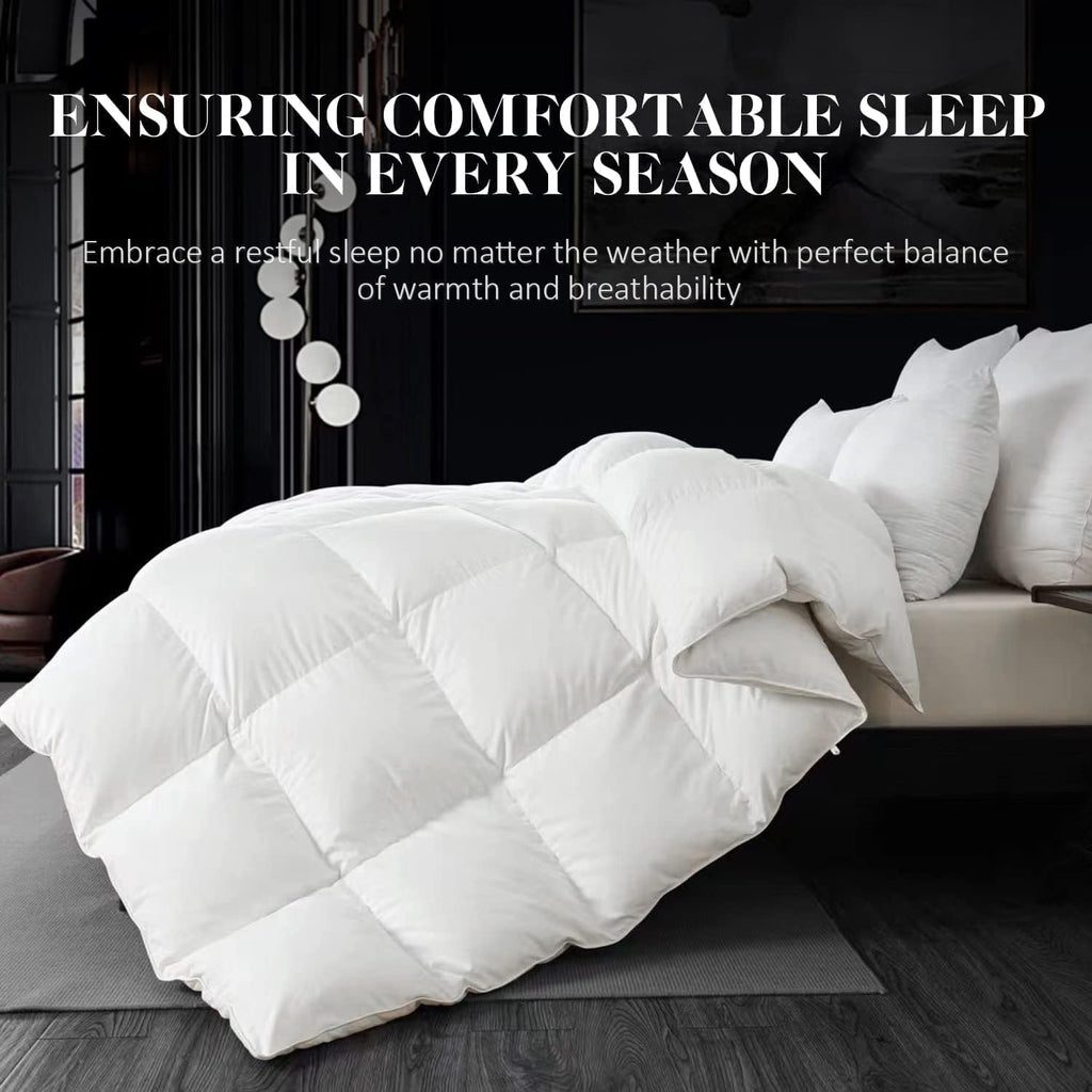 Feather Down Fiber White Comforter, All Season Luxury Bed Comforter,Ultra Soft 100% Cotton Duvet Ins