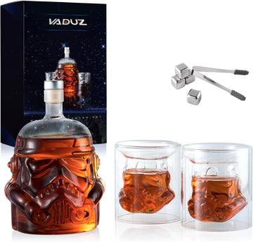 Whiskey Decanter Set Transparent Creative with 2 Glasses,Gifts for Men,Whiskey Flask Carafe Decanter with 4 Whiskey